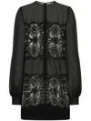 Dolce & Gabbana Women's Silk Blend Organza Cream Texture Dress In Schwarz