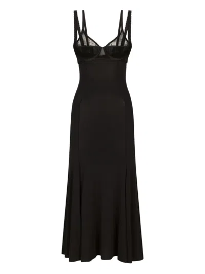 Dolce & Gabbana Organza Godet Dress In Black