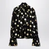 Dolce & Gabbana Silk Organza Lamé Polka Dot Blouse In Black