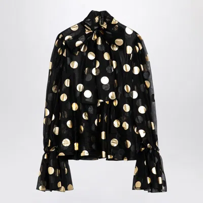 DOLCE & GABBANA DOLCE & GABBANA ORGANZA LAMÉ POLKA DOT BLOUSE