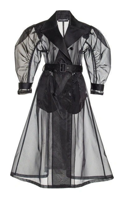 Dolce & Gabbana Organza Midi Trench Dress In Black