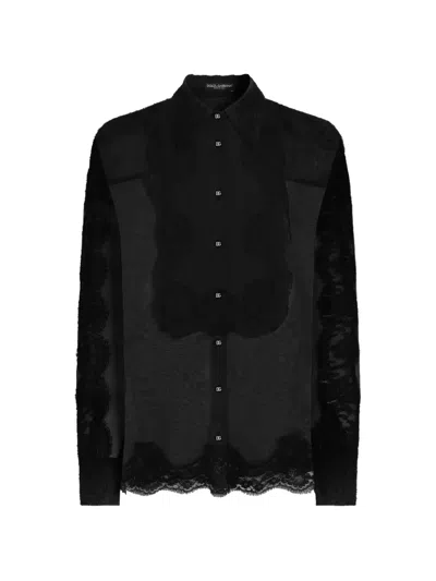 Dolce & Gabbana Organza Shirt In Black