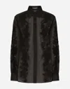 Dolce & Gabbana Organza Shirt With Lace Appliqués In Black