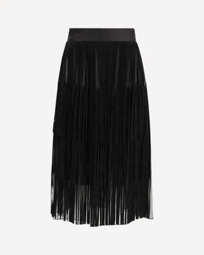 Dolce & Gabbana Organza Skirt With Fringes In Black