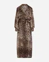 Dolce & Gabbana Leopard Print Double Breasted Trench Coat In Multicolor