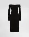 Dolce & Gabbana Organzine Draped Calf-length Dress In Black