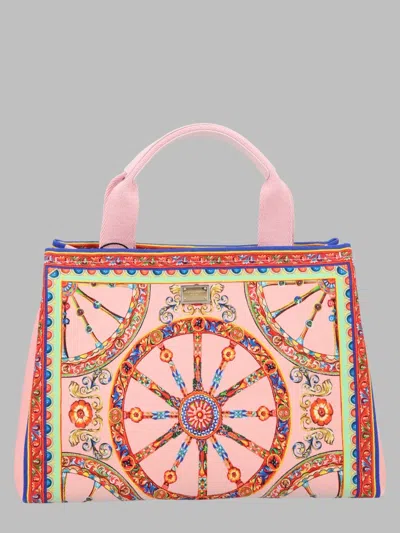 Dolce & Gabbana Ornamental Print Canvas Tote Bag In Multicolor