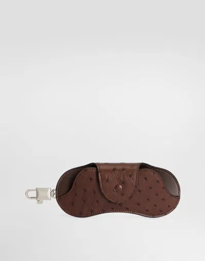 Dolce & Gabbana Ostrich Leather Eyewear Case In Brown