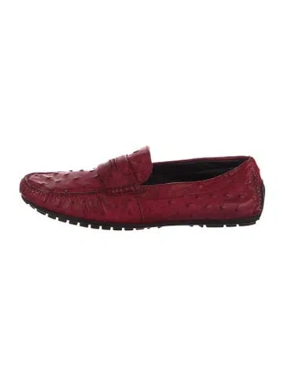 Pre-owned Dolce & Gabbana Ostrich Loafers In Burgundy