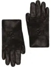 Dolce & Gabbana Dg-logo Embossed Leather Gloves In Black