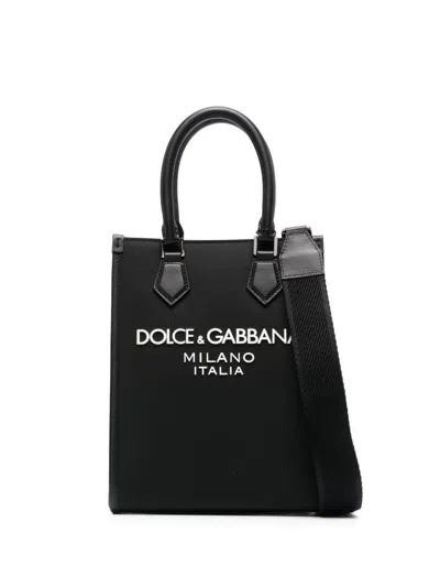 Dolce & Gabbana Leather Bag With Logo On The Front In Black