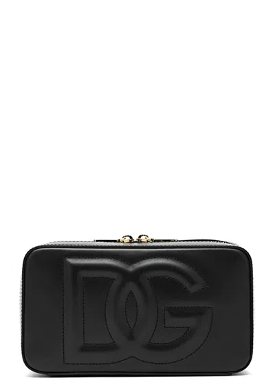 Dolce & Gabbana Dg Logo Leather Camera Bag In Black