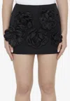 Dolce & Gabbana Ottoman Miniskirt With Flowers In Black