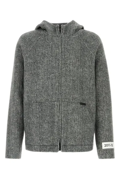 DOLCE & GABBANA GIUBBINO IN MISTO ACRILICO GRIGIO MELANGÈ UOMO