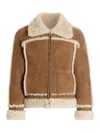 Dolce & Gabbana Suede Shearling Jacket In Brown