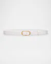 Dolce & Gabbana Oval Buckle Calfskin Leather Belt In 80002 Bianco Ottico