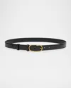 Dolce & Gabbana Oval Buckle Calfskin Leather Belt In 80999 Nero