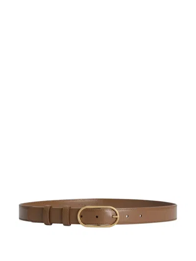 Dolce & Gabbana Oval-buckle Leather Belt In Brown