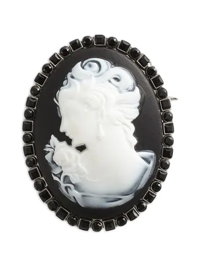 Dolce & Gabbana Oval Cameo Brooch In Black