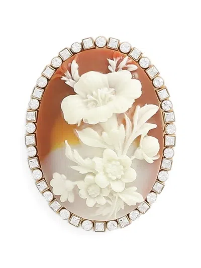 Dolce & Gabbana Oval Cameo Brooch In Orange