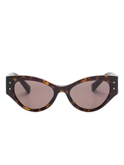 Dolce & Gabbana Oval-frame Sunglasses In Brown