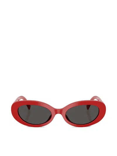 Dolce & Gabbana Oval-frame Sunglasses In Red