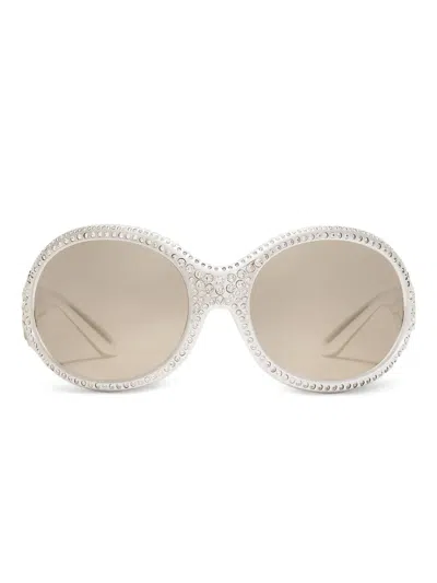 Dolce & Gabbana Oval-frame Sunglasses In Silver