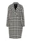 Dolce & Gabbana Black And White Coat With All-over Check Motiv In Wool Blend In White