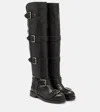 Dolce & Gabbana Bernini Buckled Crinkled-leather Over-the-knee Boots In Black
