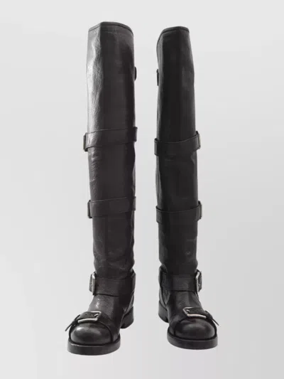 Dolce & Gabbana Over-the-knee Leather Boots Buckle Detail In Multi