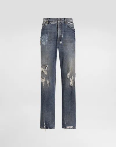 Dolce & Gabbana Oversize Cotton Jeans With Tag In Multicolor