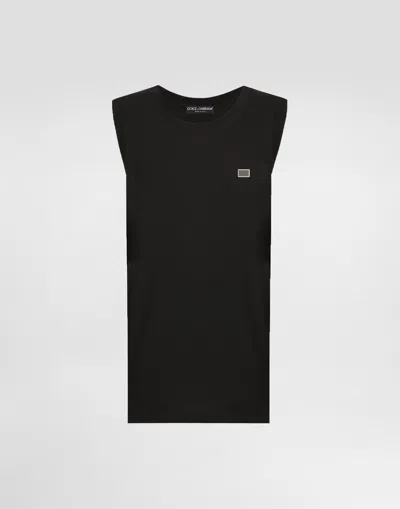 Dolce & Gabbana Oversize Cotton Singlet With Tag In Black