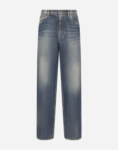 Dolce & Gabbana Oversize Denim Jeans In Blue