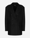 Dolce & Gabbana Oversize Double-breasted Wool Baize Jacket In Black