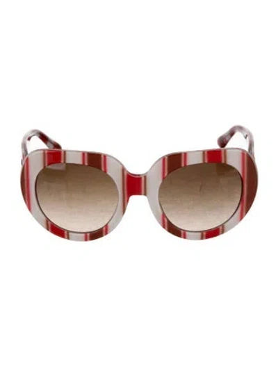 Pre-owned Dolce & Gabbana Oversize Gradient Sunglasses In White