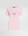 Dolce & Gabbana Oversize Jersey T-shirt With Raised Dg Logo Embroidery In Pink