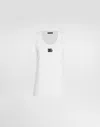 Dolce & Gabbana Oversize Jersey Tank Top With Dg Logo Embroidery In White
