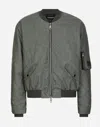 Dolce & Gabbana Gray Oversize Linen Bomber Jacket In Grey