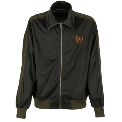 Pre-owned Dolce & Gabbana Oversize Track Jacket Crown Embroidery Khaki 46 Us 36 S 11245 In Green