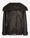 Dolce & Gabbana Oversized Zip-up Leather Biker Jacket In ブラック