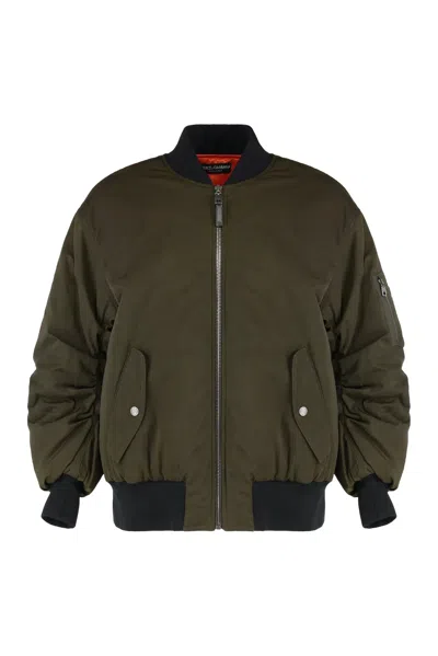 Dolce & Gabbana Oversized Bomber In Nylon In Green