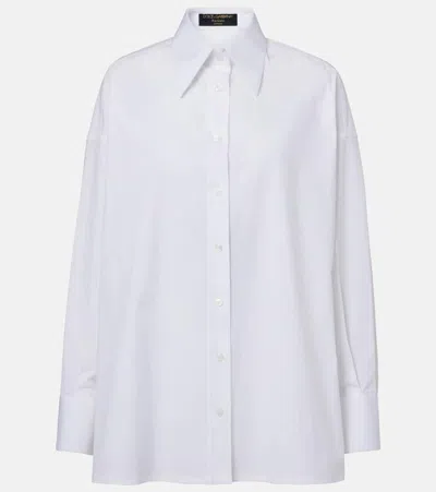 Dolce & Gabbana Oversize-hemd Aus Einem Baumwollgemisch In White