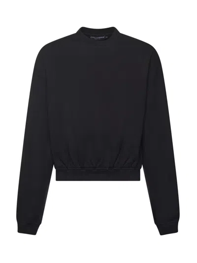 Dolce & Gabbana Oversized Cotton Sweatshirt In Black