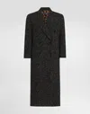 Dolce & Gabbana Oversized Double-breasted Coat In Wool Blend Chevron In Gray