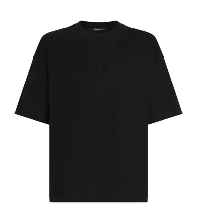 Dolce & Gabbana Oversized Embroidered Logo T-shirt In ブラック