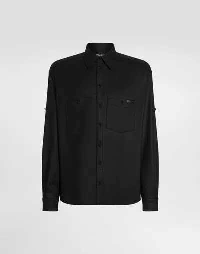 Dolce & Gabbana Patch-pocket Button-up Shirt In Black