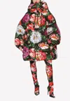 Dolce & Gabbana Multicolor Floral Hooded Puffer Coat Jacket In Multicolor