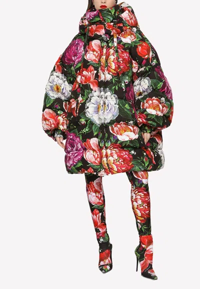 DOLCE & GABBANA OVERSIZED FLORAL PRINT DOWN JACKET,F9N42T FSSIZ HN3VW