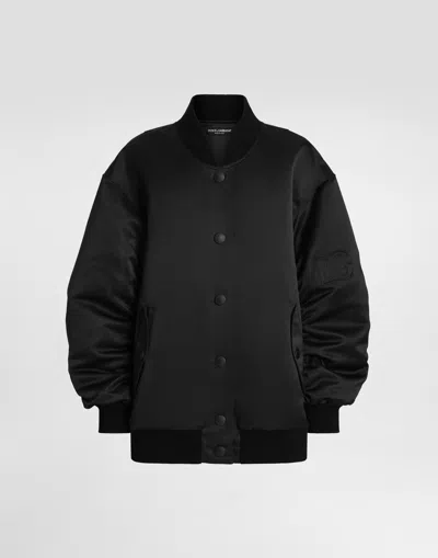 Dolce & Gabbana Oversized Jacket With Embossed Print In Black