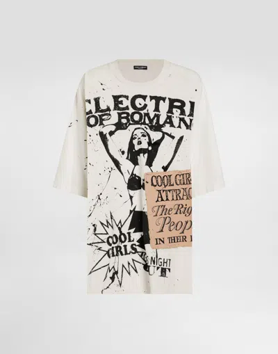Dolce & Gabbana Oversized Jersey T-shirt With Print In White